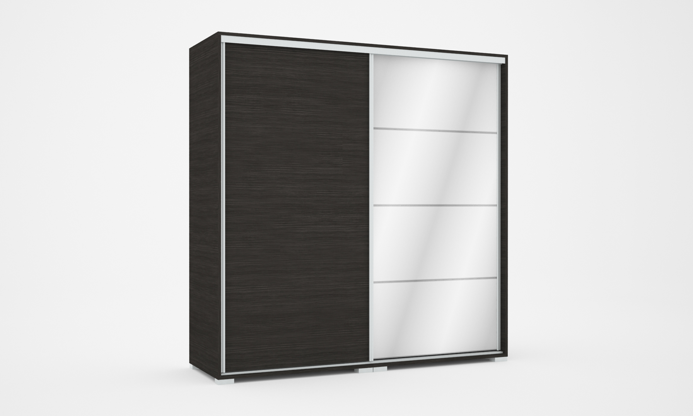 Bond 200-as tolóajtós gardróbszekrény egy fózolt tükörajtóval és egy sima bútorlapos ajtóval