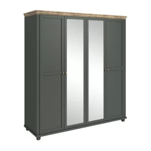 Evora 4 ajtós gardrób zöld/lefkas tölgy színben