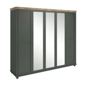 Evora 5 ajtós gardrób zöld/lefkas tölgy színben