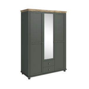 Evora 3 ajtós gardrób zöld/lefkas tölgy színben